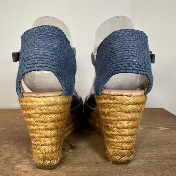 Made In Spain Espadrilles Mary Jane Wedge Sandals SZ 38 US 7.5 Blue Suede Gaimo - Picture 5 of 11